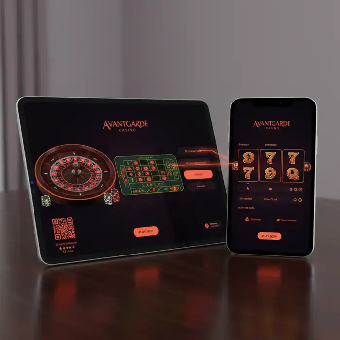 Roulette and slot game on Avantgarde Casino app sc.